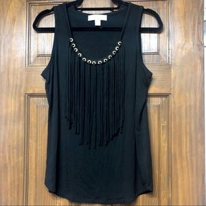 MICHAEL KORS BLACK FRINGE CAMI